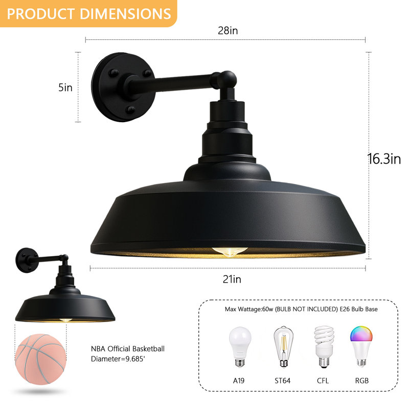 Outdoor Wall Light, 24.46" H x 21" W x 31" D