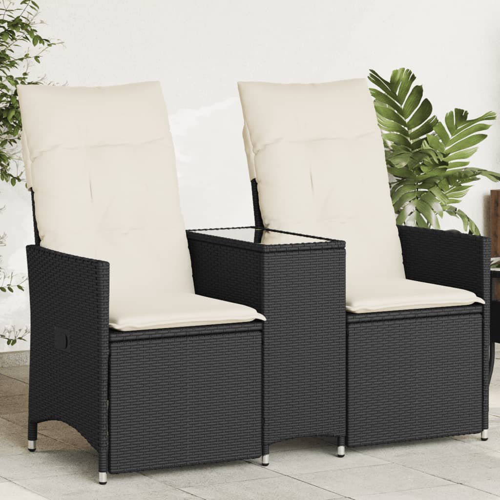 Vidaxl Gartensofa 2-Sitzer Verstellbar Mit Tisch aus Polyrattan