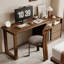 Bureau rectangulaire en bois massif brun noisette avec 2 tiroirs-677691306