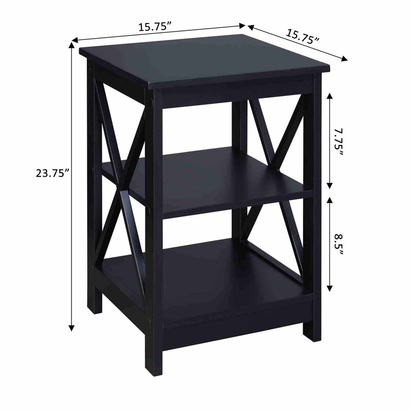 Darek End Table with Storage, Black