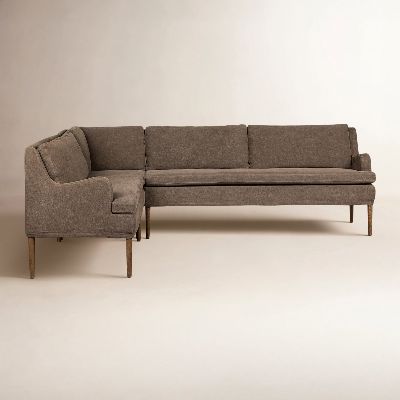 Aurelia Dining Banquette, Broadway Coffee Linen, Right Hand Facing, 34.5" H x 99" W x 76" D