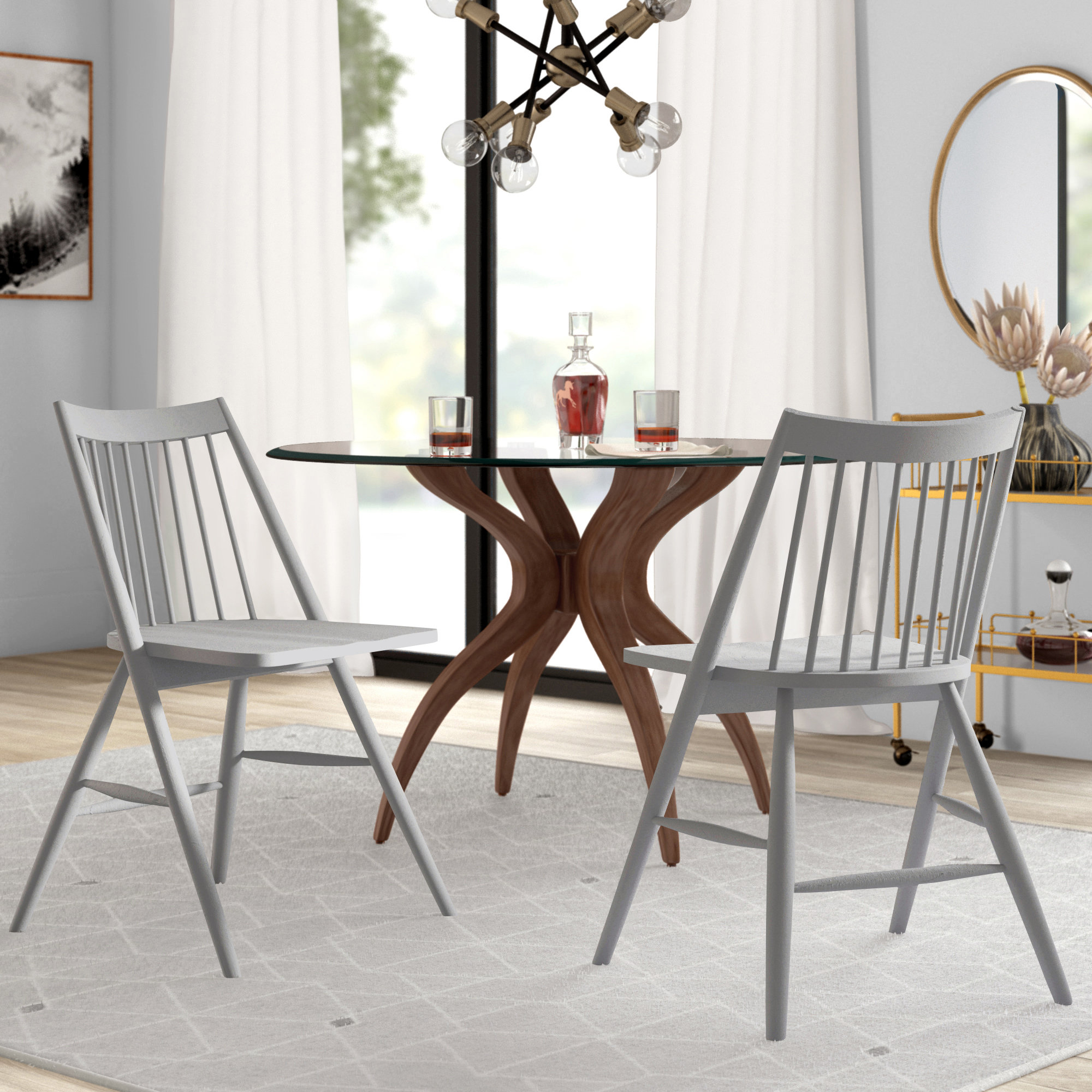 Kloss Solid Wood Slat Back Side Chair, Gray