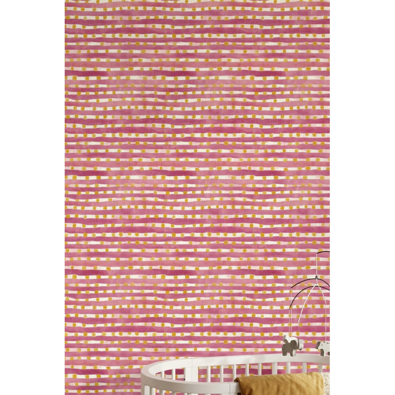 Abstract Pattern Wallpaper Watercolor Stripes Removable Dotty Wall Double Roll, Textured Non-Pasted