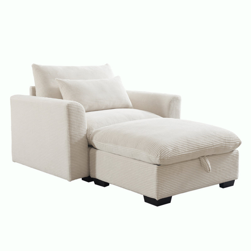 Wagenen Sofa Couch, Modular Couch with Storage Ottoman, Couch Deep Seat Couches, Beige Corduroy