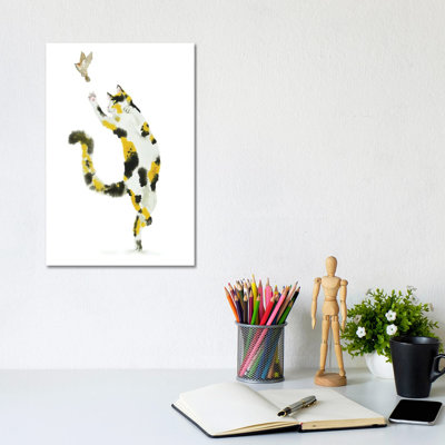 Bird Hunting Calico Cat by Alexey Dmitrievich Shmyrov - Wrapped Canvas Print