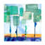 Tableau sur toile tendue - Melissa Wang « Emerald Horizons I » Décoration murale pour salon, chambre ou bureau - 35,5 x 35,5 cm