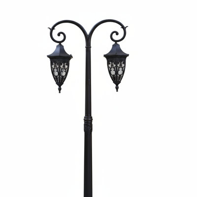 Lampe sur pied à double lanterne en bronze antique Une élégance intemporelle dans les moindres détails