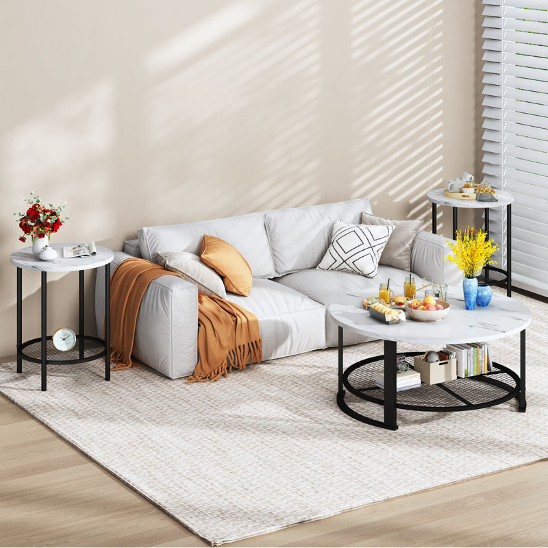 Ensemble de tables basses 3 pièces Brinnley, White