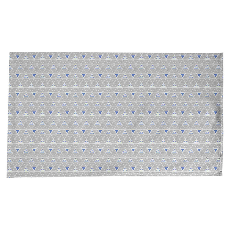 Nappe géométrique en coton - Triangles dessinés à la main, collection Jordao, lavable à la machine, Gris/bleu