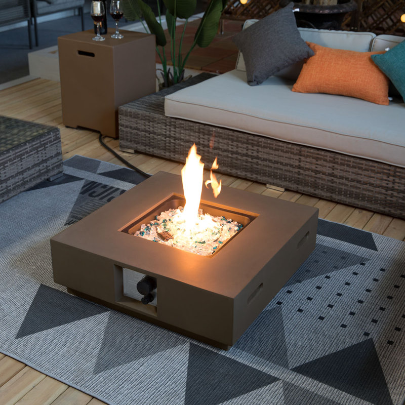 Square Concrete Propane Smokeless Fire Pit Table