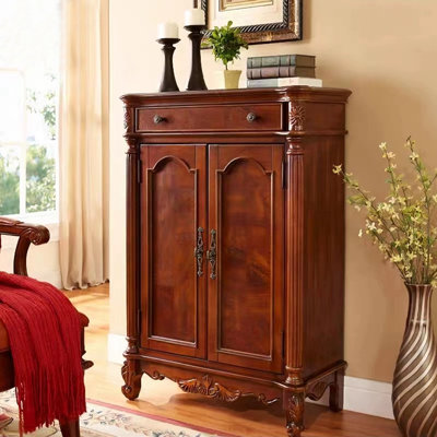 Cherry Solid Wood Shoe Storage Bench