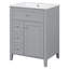 Meuble-lavabo gris 24 po avec lavabo, panneau de fibres à densité moyenne et bois d'hévéa, 3 tiroirs et armoire avec tablettes réglables-200908878