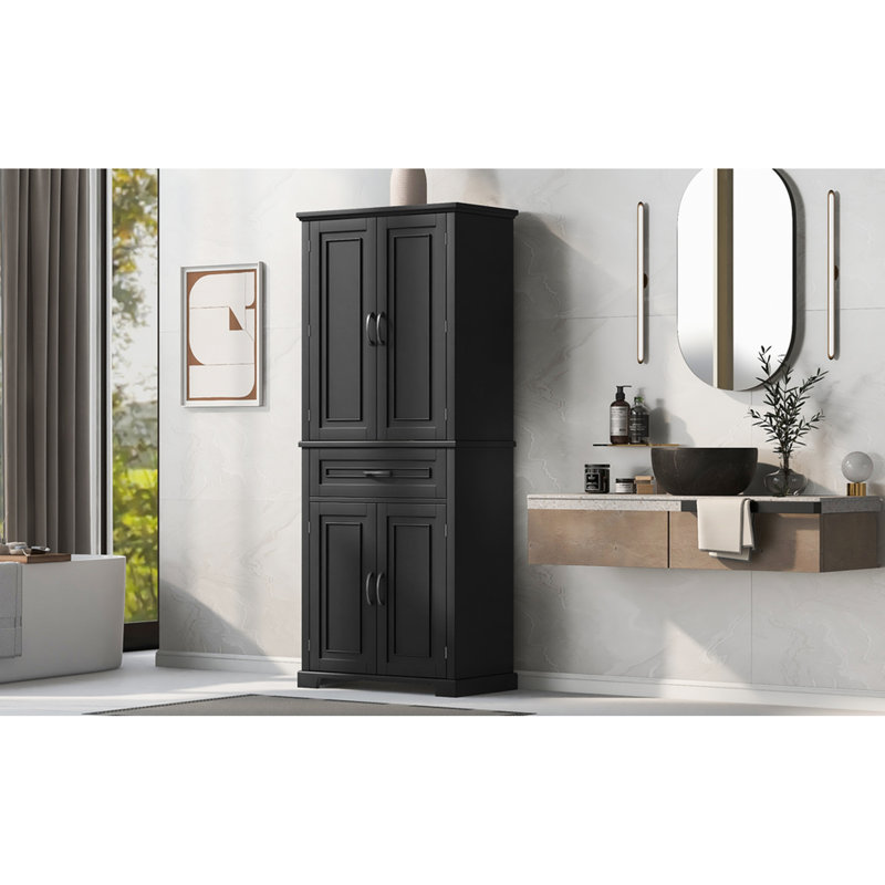 Armoire noire pour salle de bain - Tablette réglable Solution de rangement spacieuse Grand espace, Noir