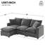 Canapé modulaire 84 * 57 ", canapé modulaire en chenille 4 places avec 2 coussins, structure en bois massif, coussins en mousse haute librement combinables, pour bureau, coussins, meubles intérieurs noirs et gris