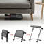 Table-plateau pliante avec porte-gobelet, 4 hauteurs réglables et 3 réglages d'angle, surface en PP de luxe noir de 18,9 po x 13,78 po, structure en acier lisse, pliable et portable, idéale pour regarder la télévision, manger, chevet, canapé et dive