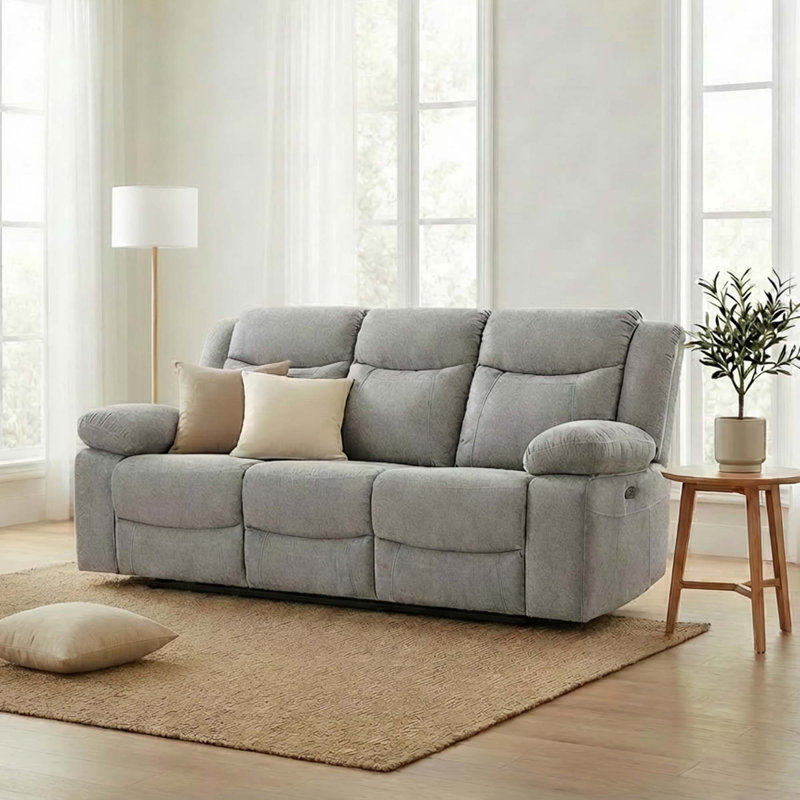 90.55'' Upholstered Modern Dual-Motor Power Reclining Sofa with Adjustable Headrest