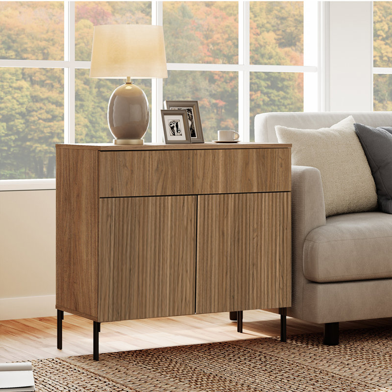 Union Rustic 31.5" Reeded End Table With Storage, Modern Minimalist Nightstand With Drawer For Bedroom, Living Room, Sofa Office