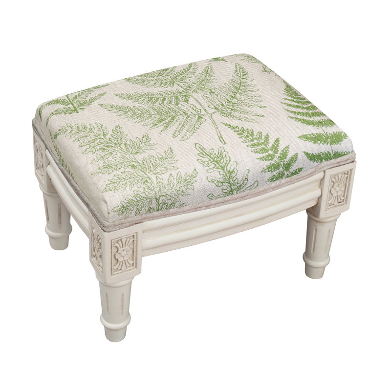 Devonte Upholstered Ottoman, White, Jade Green