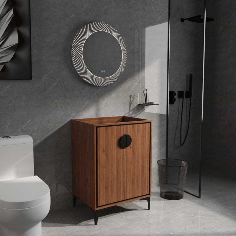 Base de meuble-lavabo autoportante 24 po avec lavabo intégré et portes à fermeture en douceur