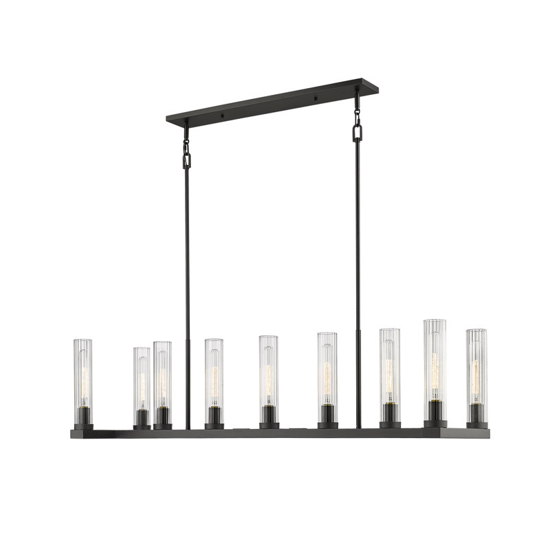 Lustre linéaire moderne à 9 lumières de style bougie Lustreann, Bronze