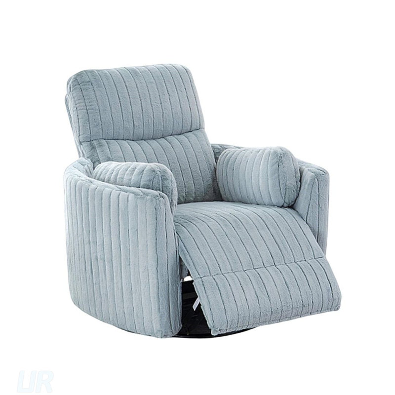 Contemporary Power Glider Recliner With Swivel Curved Arms And Pillow Fill, Perfect For Modern Living Rooms, Sky Blue