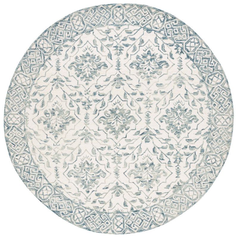 Pimentel Hand Tufted Wool Floral Rug, Round 7'