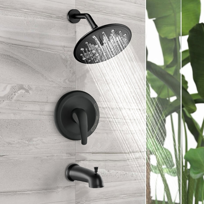 Single Handle Shower In Deep . Includes Rain Showerhead, Handheld Shower, Tub Spout And Valve. . 1.8 Gpm Flow. 360Â° Adjustable. Wall Mount Faucet Handle. Comprises & Gpm. Corrosion .