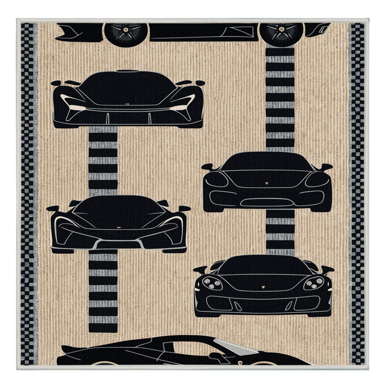 Tapis beige lavable à la machine, Carré 7 pi