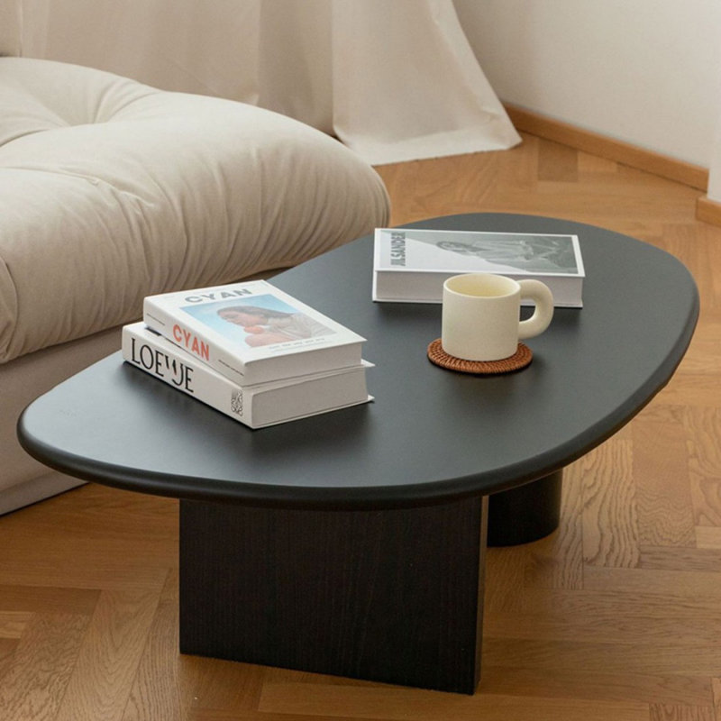 Table basse rétro en bois manufacturé noir
