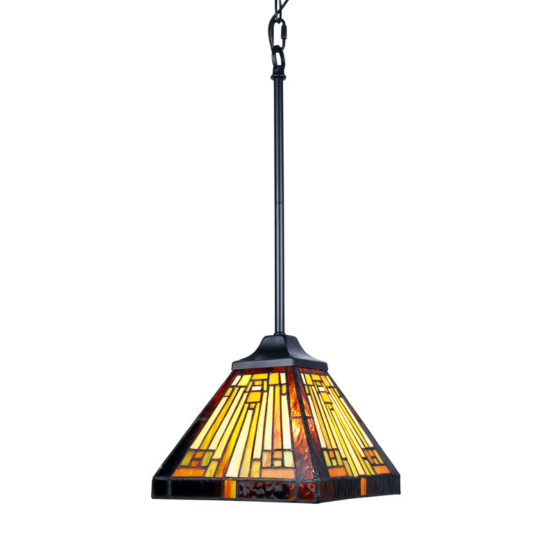 Wilmot Mission Tiffany-Style Blackish Bronze 1 Light Mini Pendant 8" Wide