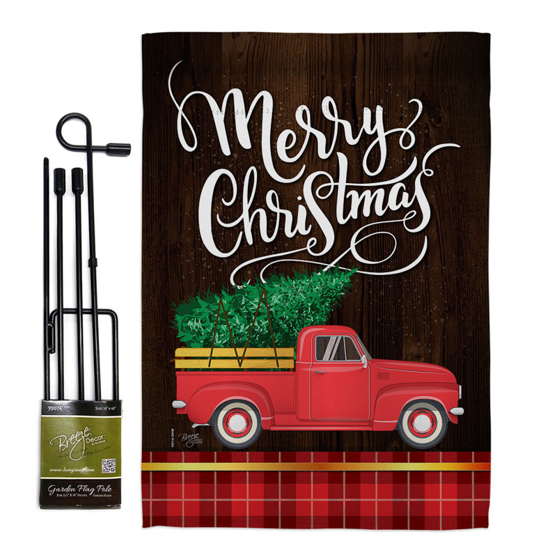 Double Sided 18.5'' H x 13'' W Polyester Christmas Flag Set
