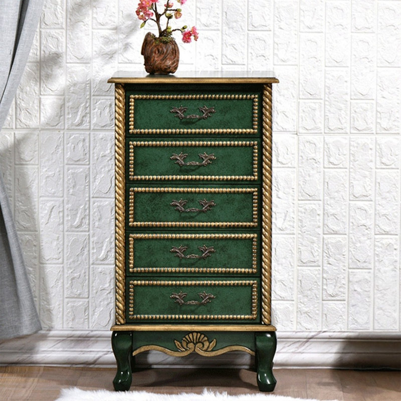 Armoire d'appoint en bois manufacturé vert massif