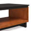 Table basse de 47 po Home. Sans assemblage. Finition deux tons. Peuplier et. Rectangulaire, deux portes, lattes. Meuble de décoration de salon contemporain scandinave noir Bourbon peuplier, portes