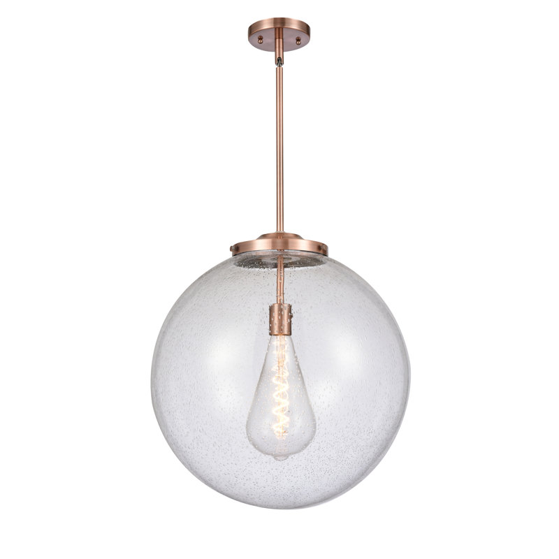 Luminaire suspendu sphère 1 lumière Frederick, Cuivre antique, H 19 po x l 18 po x P 18 po, Grainé