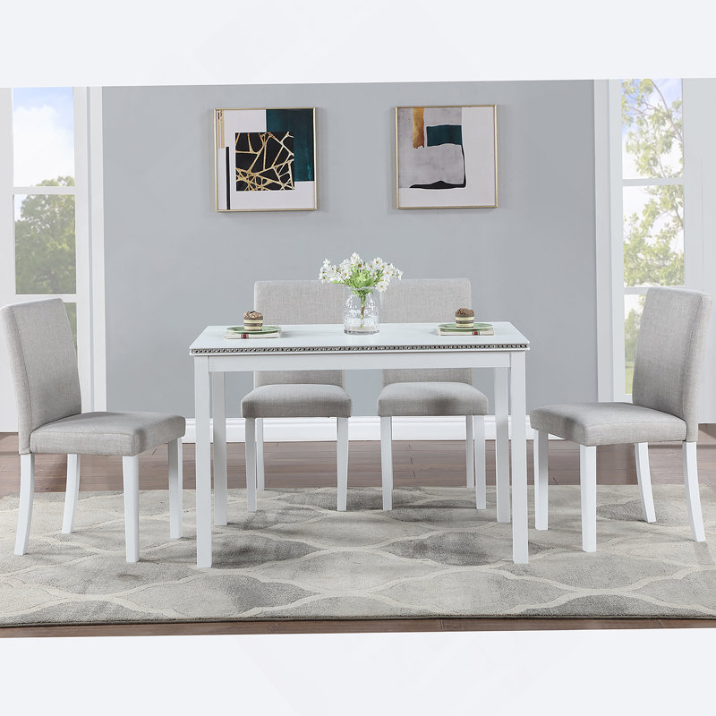 Ensemble de table de salle à manger en bois 5 pièces, ensemble de table de cuisine avec table, table de salle à manger en bois