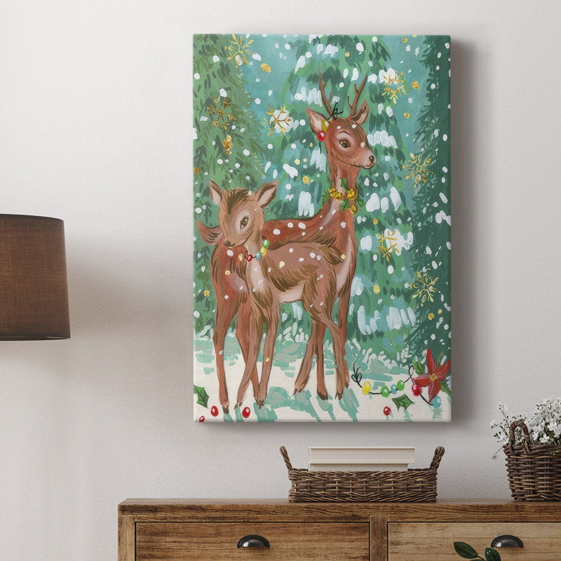 Doe and Fawn II - galerie sur mesure Cavas, H 18 po x l 12 po