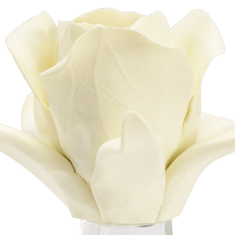 Large Rose on Stand Sculpture, White