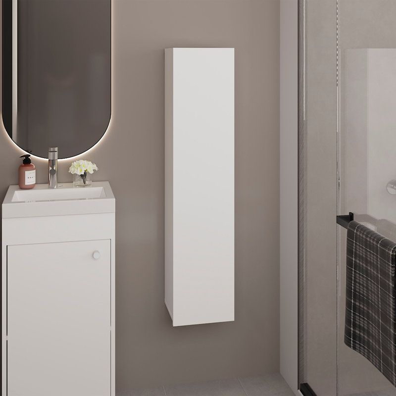 Armoire de rangement murale 43 po à une porte avec 3 tablettes réglables et rangement vertical compact