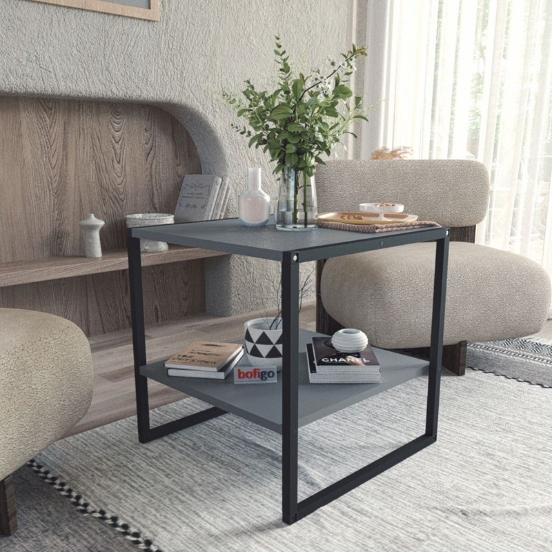 Aeleigh Solid Wood Coffee Table with Storage, Anthracite