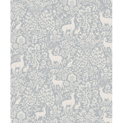 Papier peint texturé intissé, non encollé, motif forêt paisible bleue, 57 pieds carrés.