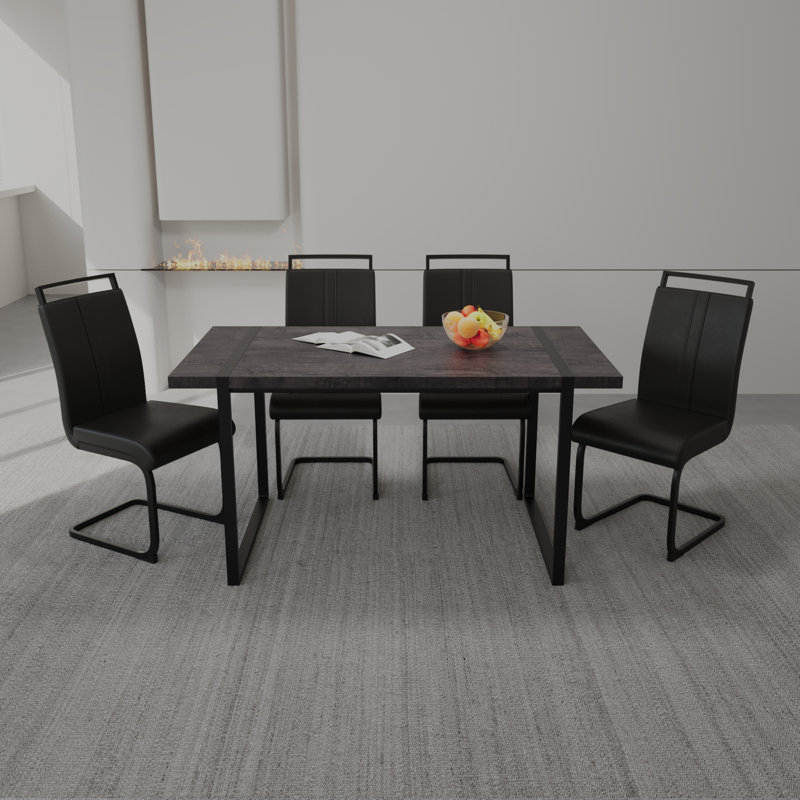 Ensemble de chaises de salle à manger 59 pi, Noir