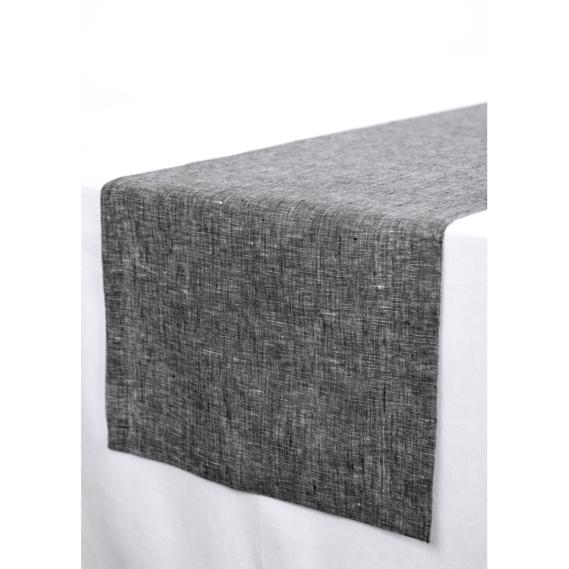 Festive Plain Linen Table Runner, 108" x 14", White/Festive Shimmer