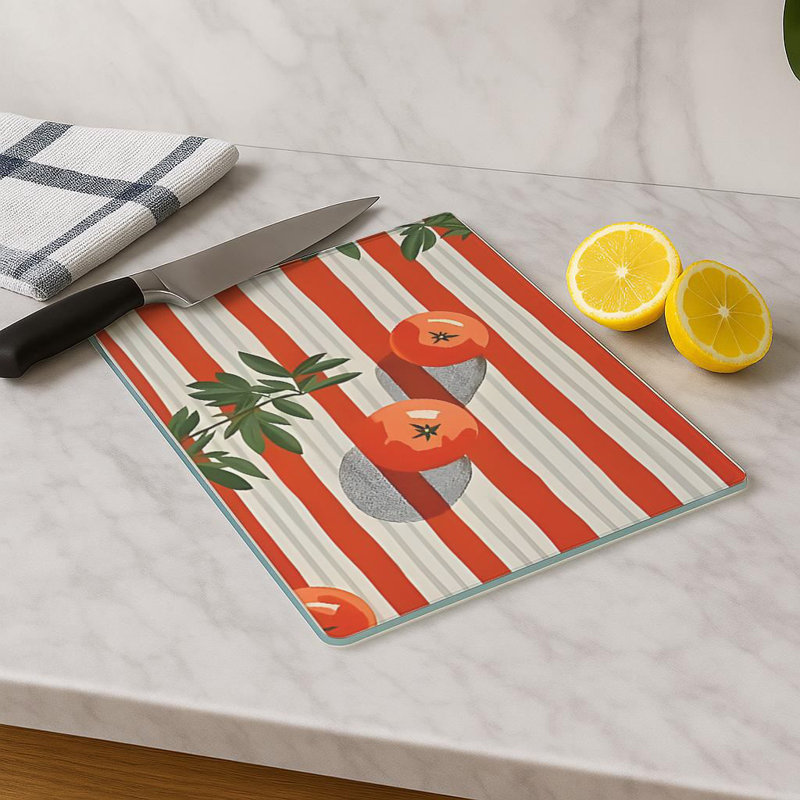 Durable Tempered Glass Cutting Board, 7.9 x 11.8 inches | 100% Antibacterial, Non-Slip Silicone Feet | Easy Clean Surface, Perfect for Food Prep & Kitchen Use, Not Dishwasher, Microwave, or Oven Safe