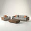 Ensemble de canapé 3 pièces en tissu gris avec table basse