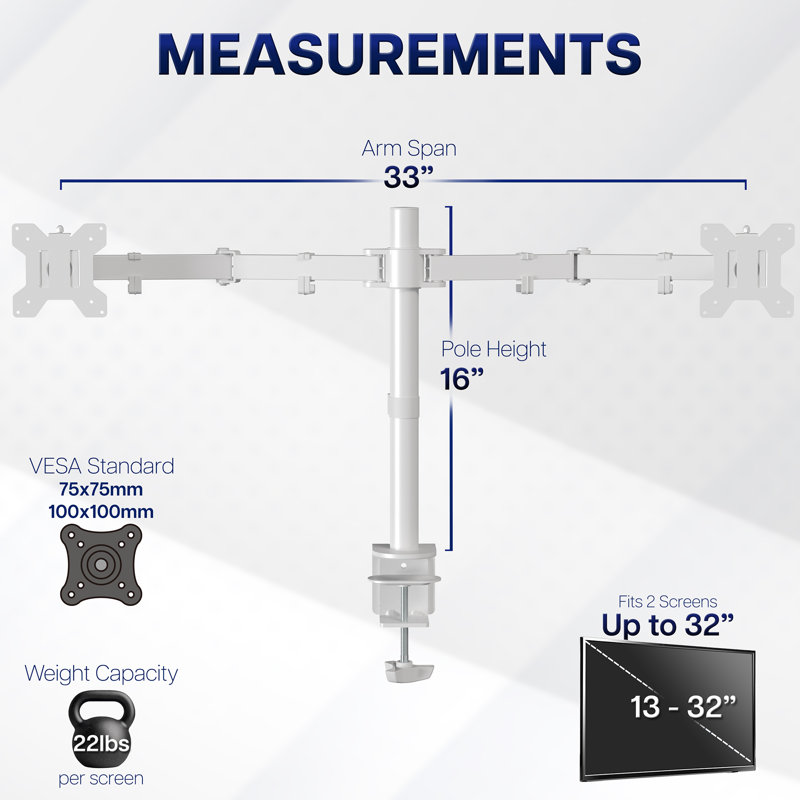 VIVO Dual Monitor Desk Mount, STAND-V032, White