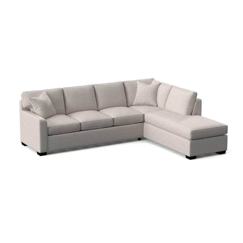 Frye Sofa and Chaise, Black, Right Hand Facing, White Textured Performance; 0865-91