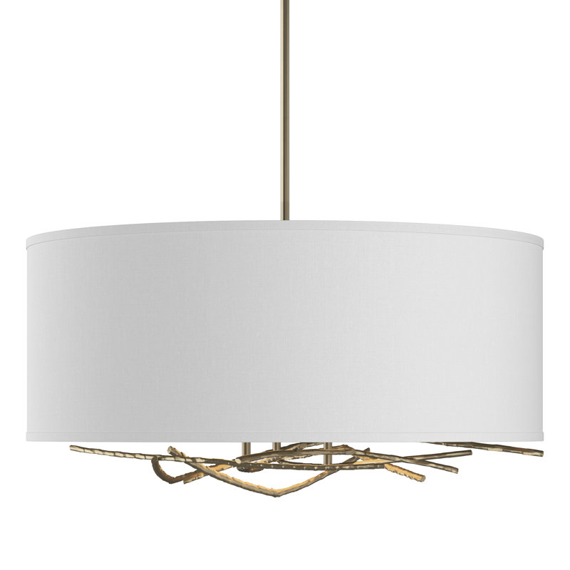 Brindille 3 - Light Drum Chandelier, Flax, Soft Gold, 21.4" - 66.4"