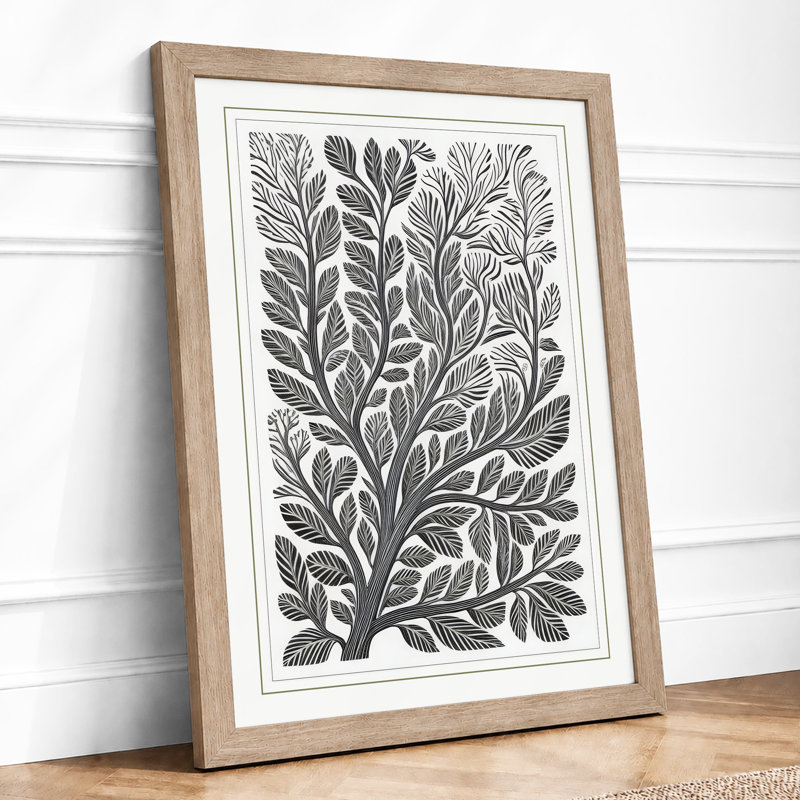 Woodcut Botanical - Framed Print, A3 - 42.0 x 29.7 cm, Oak