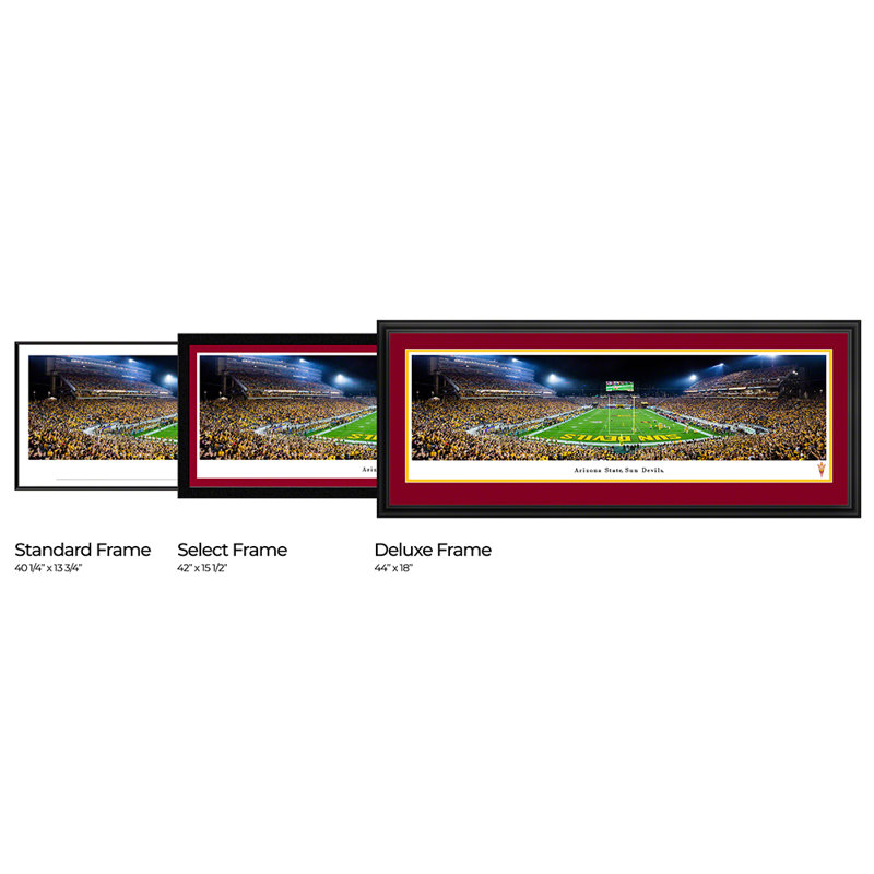 Impression panoramique Arizona State Football, H 18 po x l 44 po x P 1,125 po, Cadre noir
