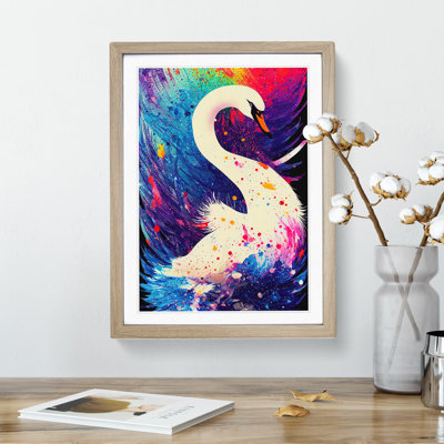 Swan Paint Splash - Framed Print